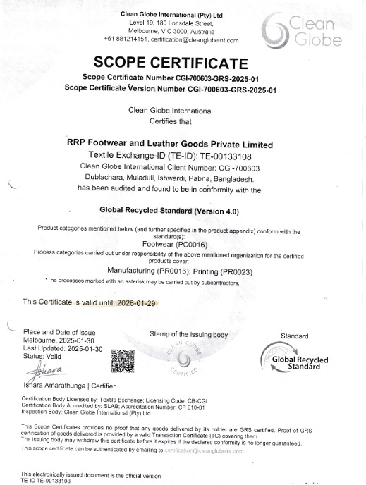 clean globe Certificate